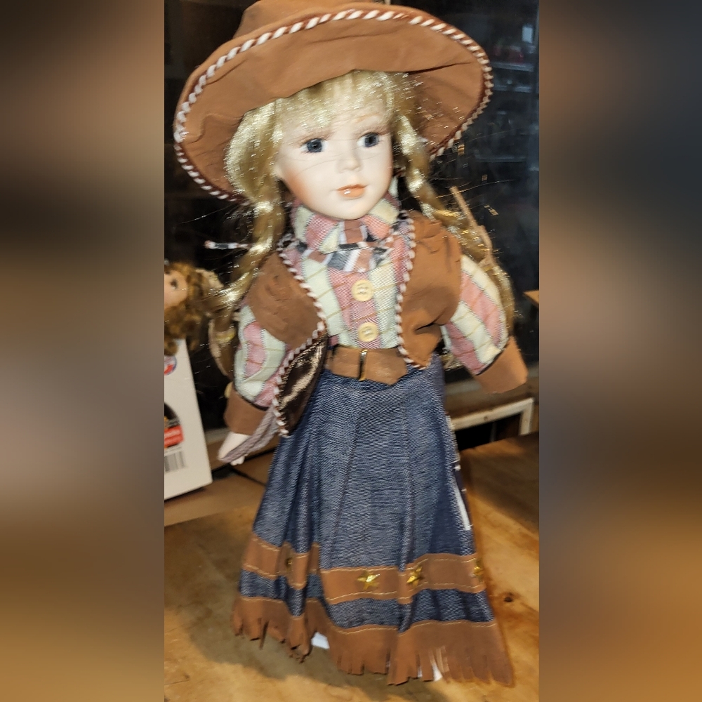 Vintage NJSF porcelain  Cowgirl doll
